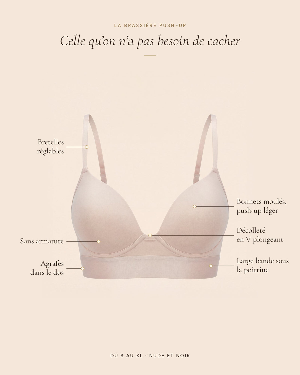 La Brassière Push-Up nude, les détails de la brassière