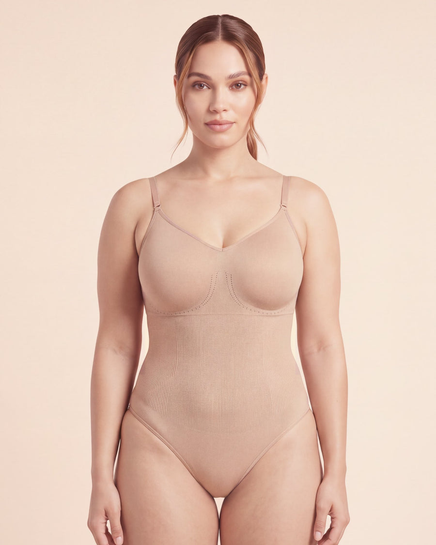 Le Body Bretelles Fines nude, porté de face #nude
