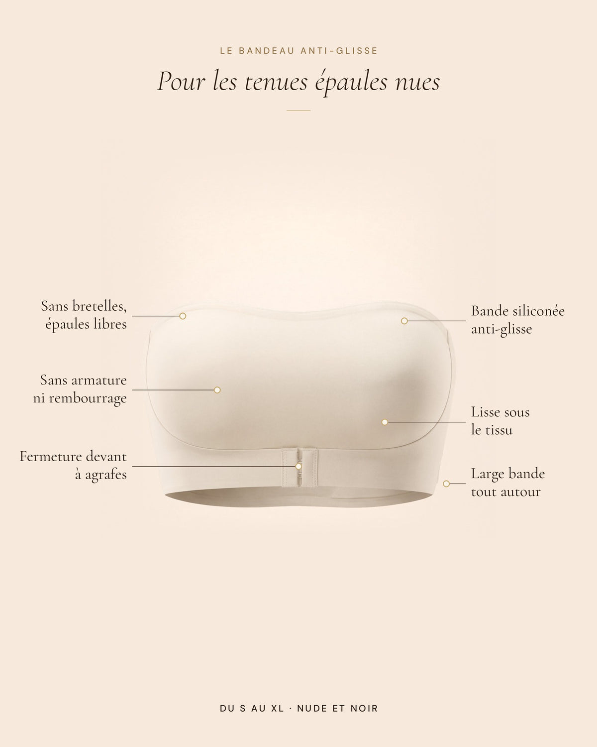 Le Bandeau Anti-Glisse nude, les détails du bandeau