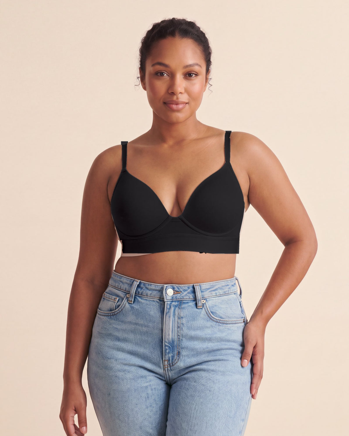 La Brassière Push-Up noir, portée de face