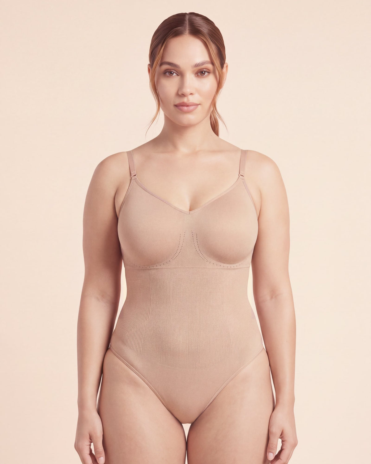 Le Body Bretelles Fines nude, porté de face